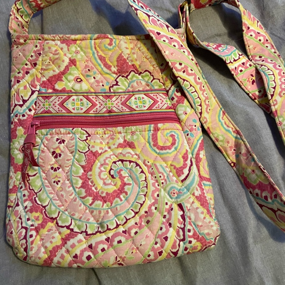 Vera Bradley Pink and Green Paisley Crossbody Bag